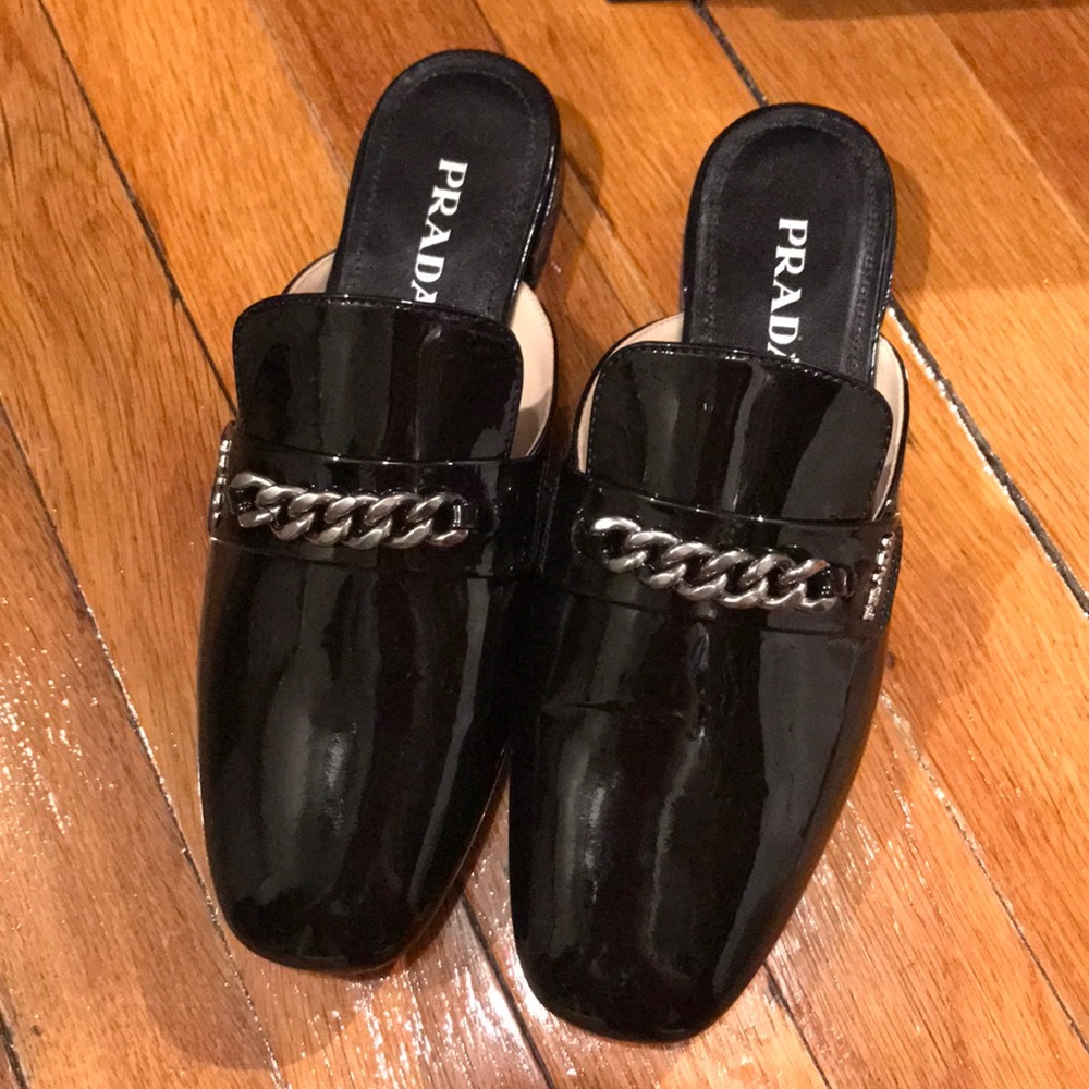 Prada logo slide black mules 36.5 - Picture 2 of 6